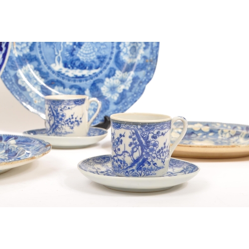 19 - A collection of fourteen assorted Victorian & early 20th century Ironstone blue and white ceramics. ... 