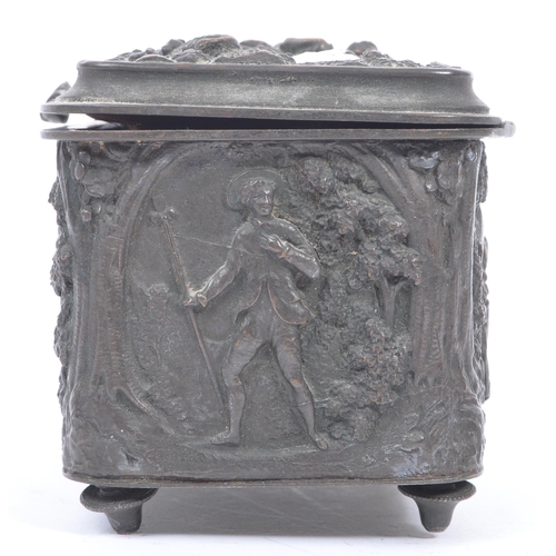 199 - A late 19th century / early 20th Century French spelter lidded trinket pot / jewellery casket of rec... 