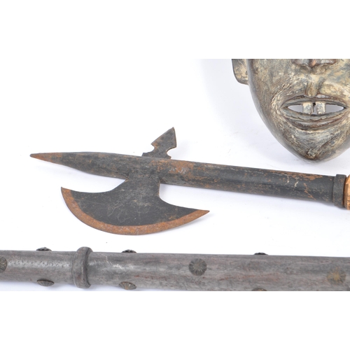 203 - A collection of assorted African Tribal / Ethnographic items comprising a wooden Pende style mask, x... 