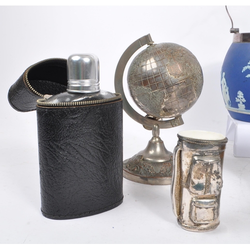 210 - A collection of 20th Century silver plate items to include a Wedgwood Jasperware biscuit barrel with... 