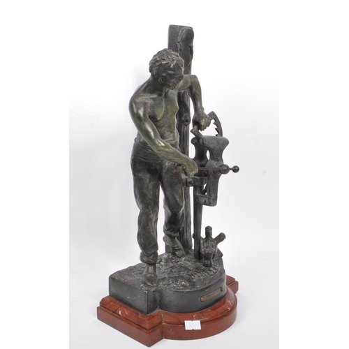 220 - A Circa 1900'S French 'Le Mecanicien' spelter figurine / sculpture by Victor Rousseau. A spelter fig... 