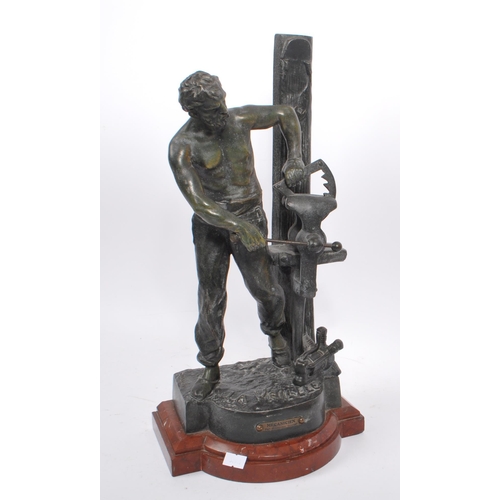 220 - A Circa 1900'S French 'Le Mecanicien' spelter figurine / sculpture by Victor Rousseau. A spelter fig... 