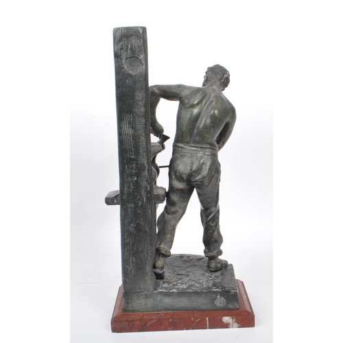 220 - A Circa 1900'S French 'Le Mecanicien' spelter figurine / sculpture by Victor Rousseau. A spelter fig... 