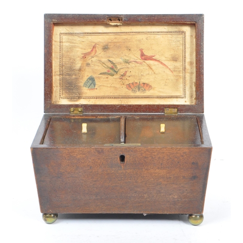 232 - A 19th century mahogany wood tea caddy box with later oak wood writing slope. The tea caddy of carto... 