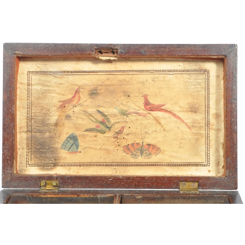 232 - A 19th century mahogany wood tea caddy box with later oak wood writing slope. The tea caddy of carto... 