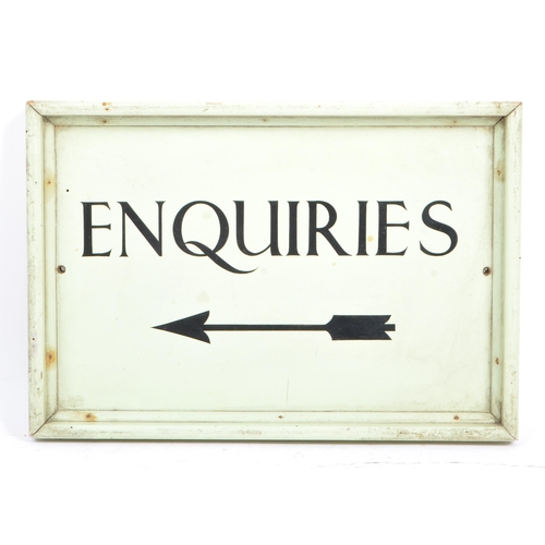 239 - A vintage 20th century painted shop / reception sign. Of rectangular form with black font reading 'E... 