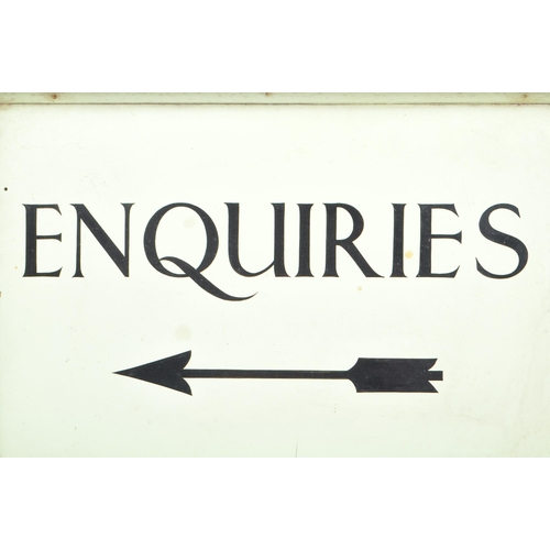 239 - A vintage 20th century painted shop / reception sign. Of rectangular form with black font reading 'E... 