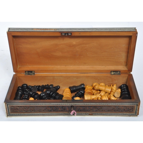 251 - A pair of 19th century games boxes of wooden construction. 
 Anglo Indian sandalwood box featuring c... 