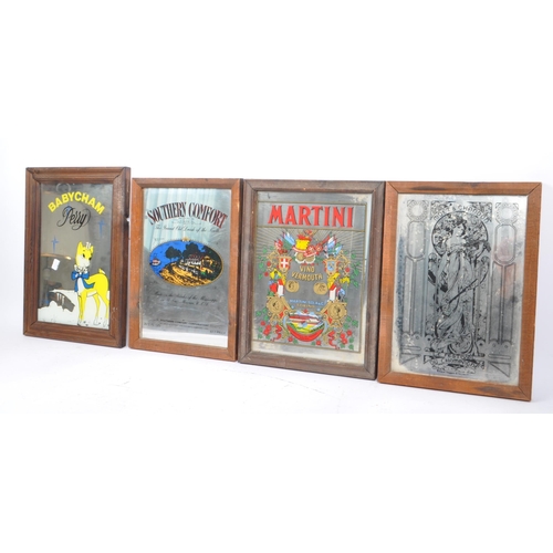 256 - A collection of vintage 20th century advertising pub / shop framed mirrors. Alcohol brands including... 