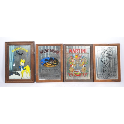 256 - A collection of vintage 20th century advertising pub / shop framed mirrors. Alcohol brands including... 