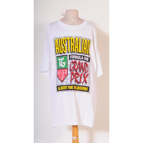 258 - Formula One Interest - x2 vintage Australian Grand Prix souvenir t-shirts. Melbourne and Adelaide 19... 