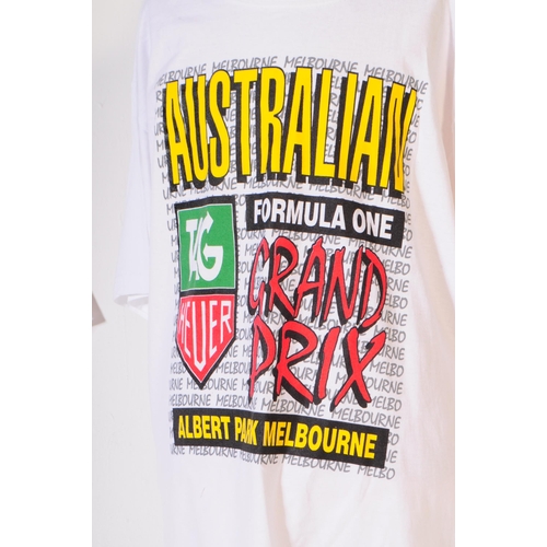 258 - Formula One Interest - x2 vintage Australian Grand Prix souvenir t-shirts. Melbourne and Adelaide 19... 