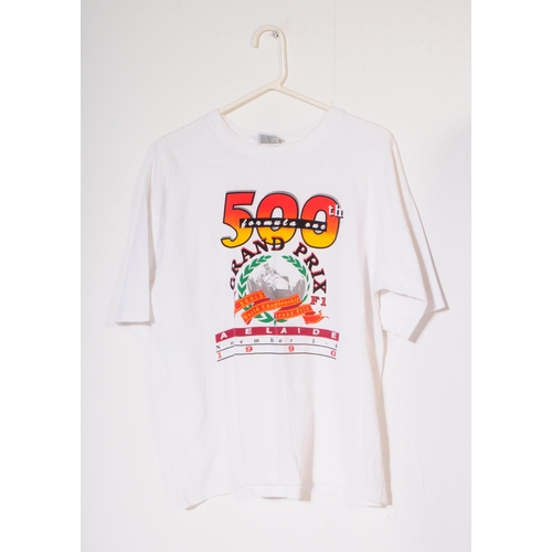 258 - Formula One Interest - x2 vintage Australian Grand Prix souvenir t-shirts. Melbourne and Adelaide 19... 