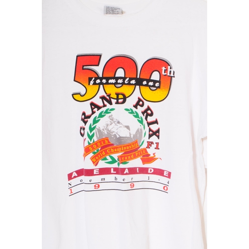 258 - Formula One Interest - x2 vintage Australian Grand Prix souvenir t-shirts. Melbourne and Adelaide 19... 