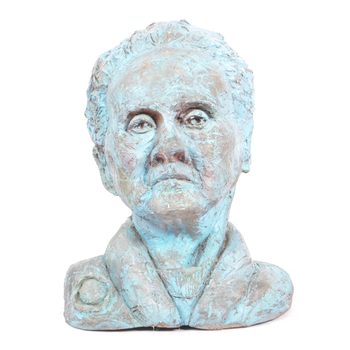 264 - A contemporary 'Wyn' fiberglass sculpture bust. The bust taking the form of an elderly lady, having ... 