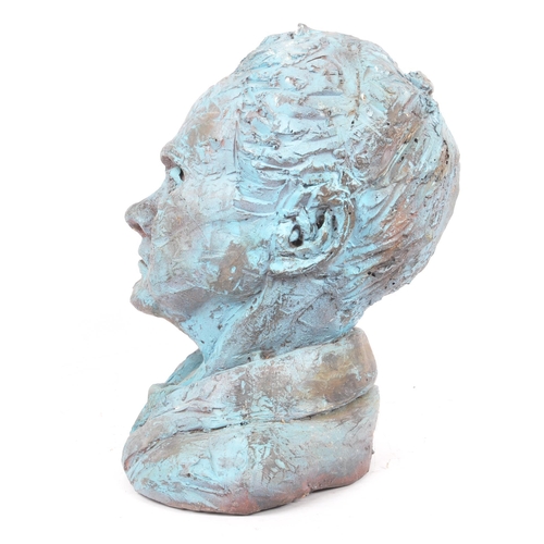 264 - A contemporary 'Wyn' fiberglass sculpture bust. The bust taking the form of an elderly lady, having ... 