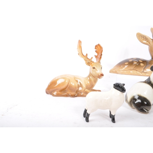 27 - Collection of five vintage 20th century animal related porcelain china figurines. A sheep & deer fig... 