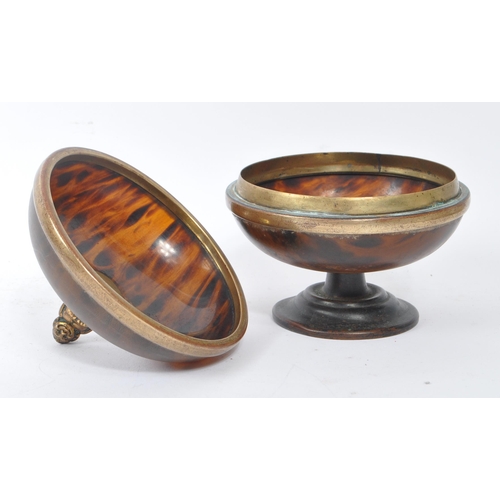 277 - An early 20th tortoise shell dome form jewellery trinket box. Having a monkey finial to top. Measure... 