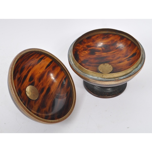 277 - An early 20th tortoise shell dome form jewellery trinket box. Having a monkey finial to top. Measure... 