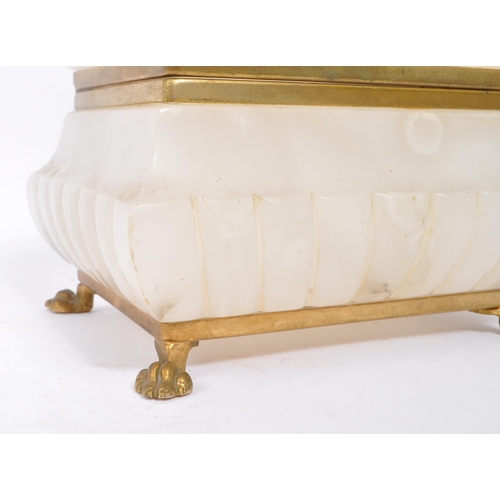 284 - A vintage 20th century alabaster trinket box / jewellery case. With gilt metal mounts and lion claw ... 