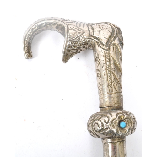 290 - A vintage 20th century Indian white metal swagger / walking stick cane in the form of an elephant. W... 