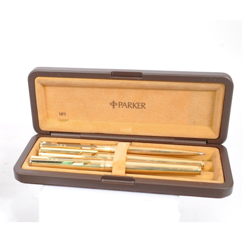 294 - Parker - A collection of eleven Parker ballpoint pens and fountain pens held within cases.