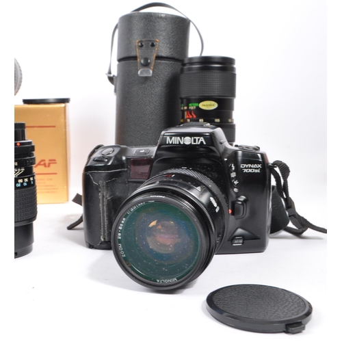 298 - A collection of 20th century 35mm film cameras and lenses. The collection to include a Chinon CP-X P... 