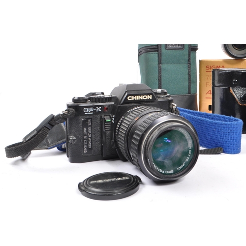 298 - A collection of 20th century 35mm film cameras and lenses. The collection to include a Chinon CP-X P... 