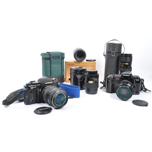 298 - A collection of 20th century 35mm film cameras and lenses. The collection to include a Chinon CP-X P... 