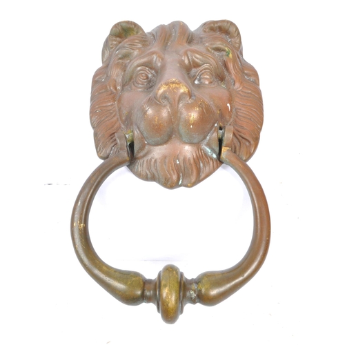 299 - A 19th Century Victorian bronze Lion Mask head pull door knocker. Measuring approximately 20cm x 12c... 