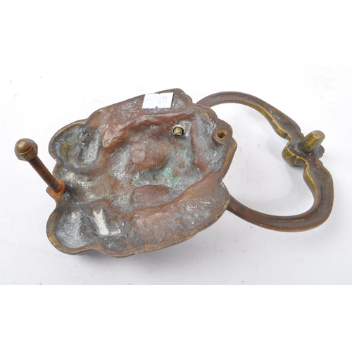 299 - A 19th Century Victorian bronze Lion Mask head pull door knocker. Measuring approximately 20cm x 12c... 