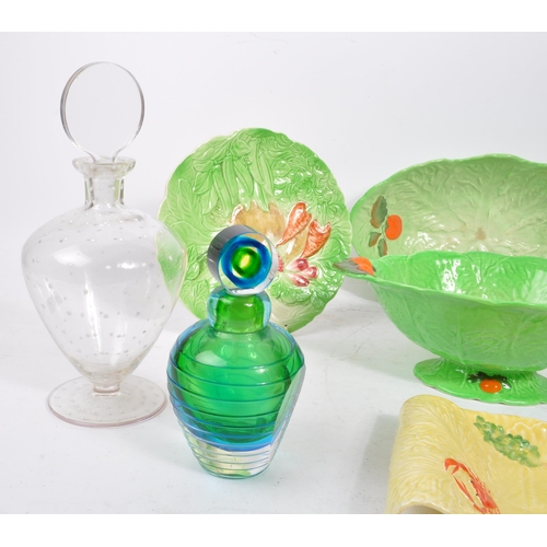 35 - A collection of vintage 20th ceramic and glassware. Comprising of a studio art glass scent bottle, p... 