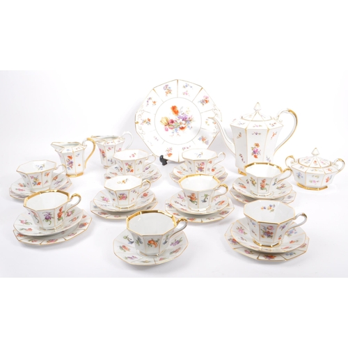 36 - A mid 20th century circa 1950s Bavaria tea / coffee service set. With multi coloured floral and frui... 