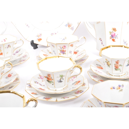 36 - A mid 20th century circa 1950s Bavaria tea / coffee service set. With multi coloured floral and frui... 