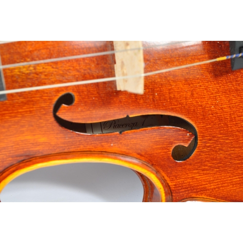 414 - Hidersine Piacenza - A 20th Century two piece back flamed maple finish 4/4 full sized violin with fi... 