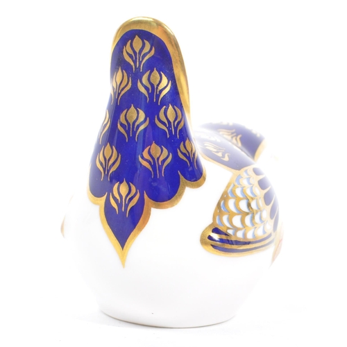 45 - Royal Crown Derby - A contemporary porcelain china paperweights in the form of a Wren with gilt stop... 