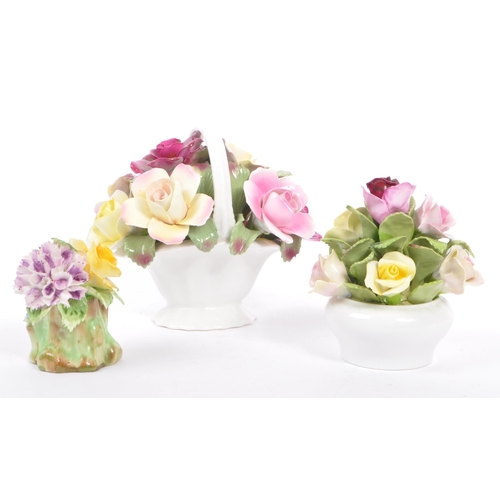 48 - Three vintage mid 20th century circa 1950s ceramic hand painted floral bouquets by Coalport, Adderle... 