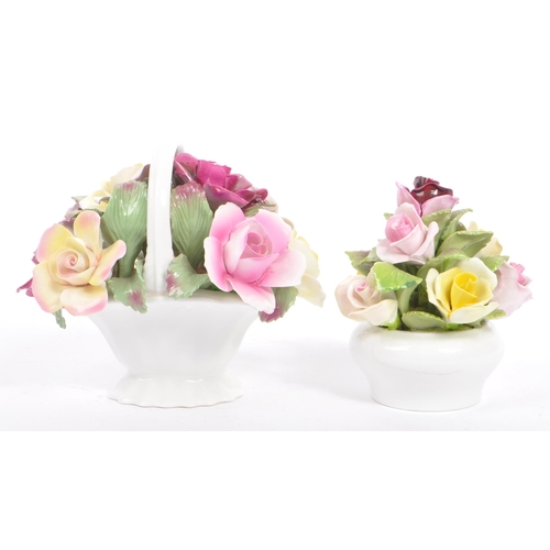 48 - Three vintage mid 20th century circa 1950s ceramic hand painted floral bouquets by Coalport, Adderle... 