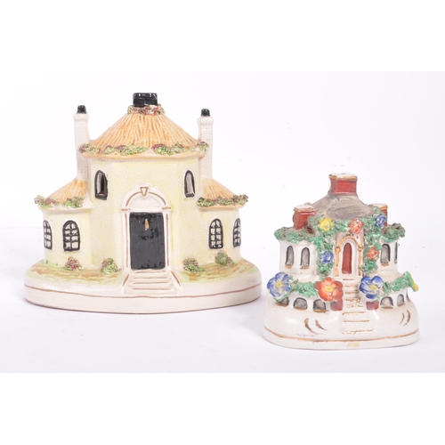 55 - Five 19th Century Victorian Staffordshire pastille burners in the form of cottages to include four e... 