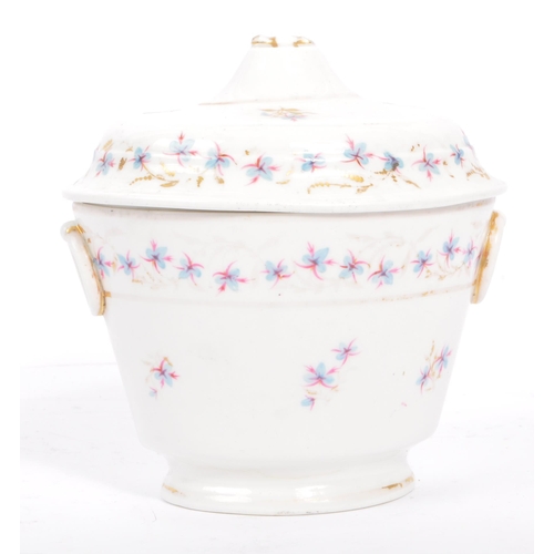 57 - A 19th Century Crown Derby China lidded trinket pot. With red stamp marked 'XP' with floral swags an... 