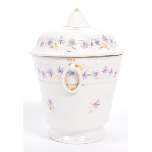 57 - A 19th Century Crown Derby China lidded trinket pot. With red stamp marked 'XP' with floral swags an... 