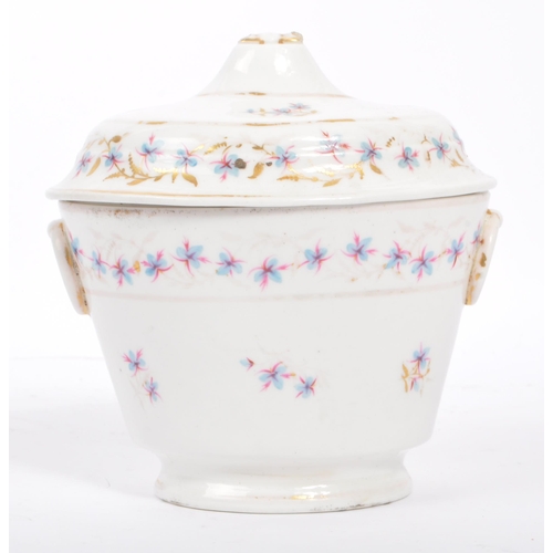 57 - A 19th Century Crown Derby China lidded trinket pot. With red stamp marked 'XP' with floral swags an... 