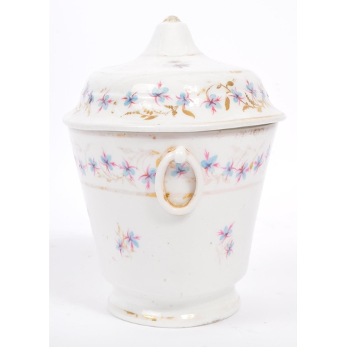 57 - A 19th Century Crown Derby China lidded trinket pot. With red stamp marked 'XP' with floral swags an... 