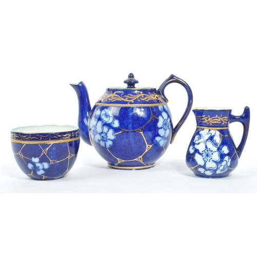 58 - A late 19th Century Victorian aesthetic three piece porcelain tea service believed to be Macintyre &... 