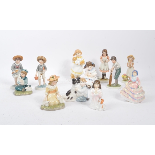 63 - Royal Doulton - Royal Osborne - A collection of vintage 20th century porcelain figurines. Mainly chi... 