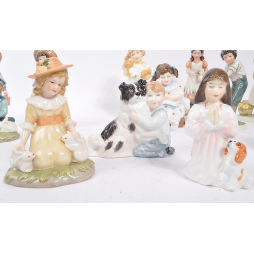 63 - Royal Doulton - Royal Osborne - A collection of vintage 20th century porcelain figurines. Mainly chi... 