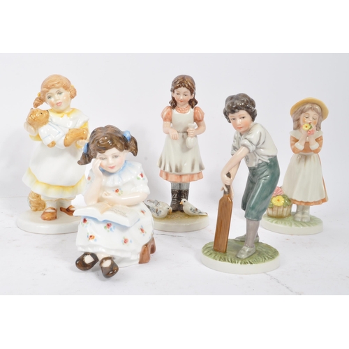 63 - Royal Doulton - Royal Osborne - A collection of vintage 20th century porcelain figurines. Mainly chi... 