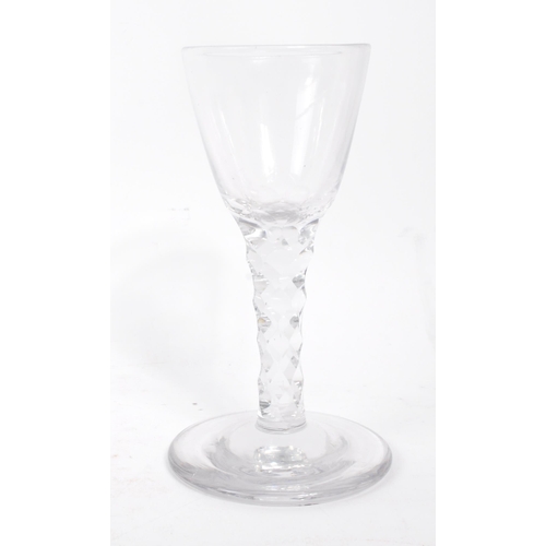 66 - A collection of three 18th century Georgian stemmed wine glasses. The glasses each of stemmed design... 