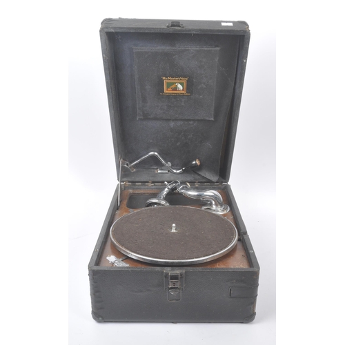 416 - Two vintage 20th century gramophone record player. With windup movement boxed. HMV and Columbia exam... 