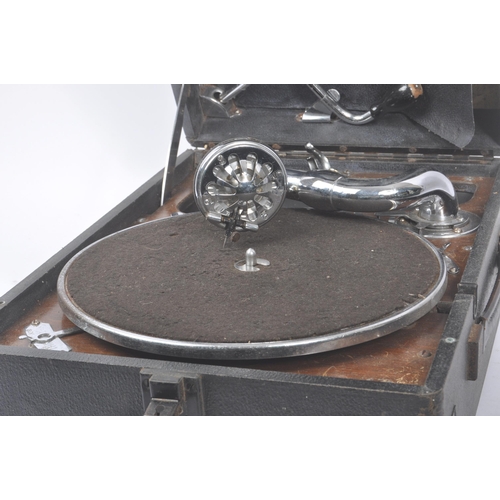 416 - Two vintage 20th century gramophone record player. With windup movement boxed. HMV and Columbia exam... 